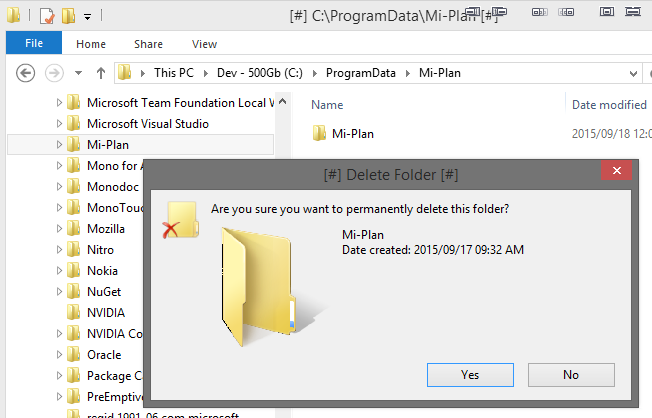 Delete ProgramData Mi-Plan